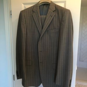 42L grey pinstripe worsted wool Burberry suit.